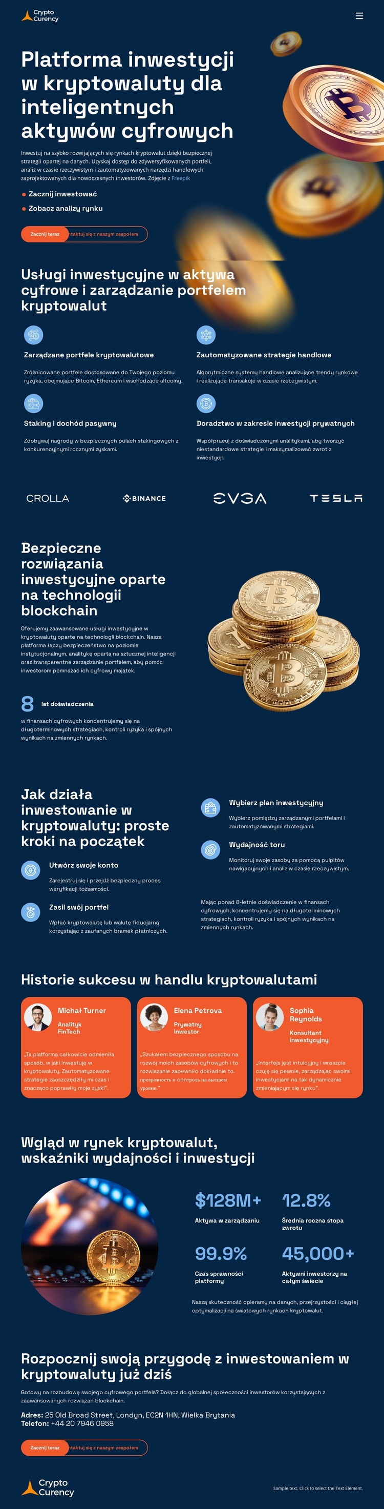 Handel i inwestycje w kryptowaluty Szablon witryny sieci Web