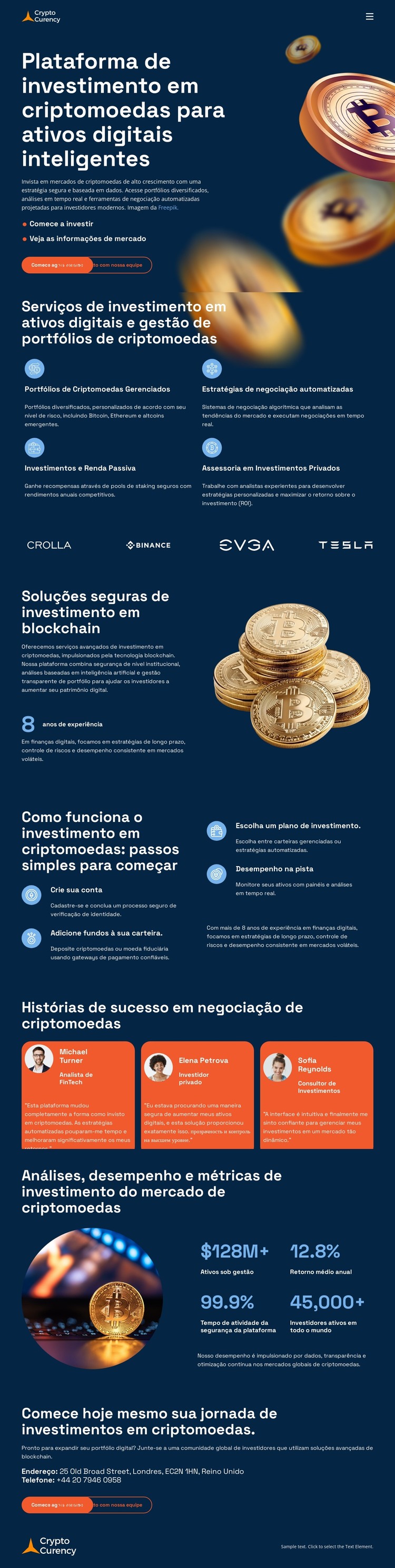 Negociação e investimento em criptomoedas Modelo HTML