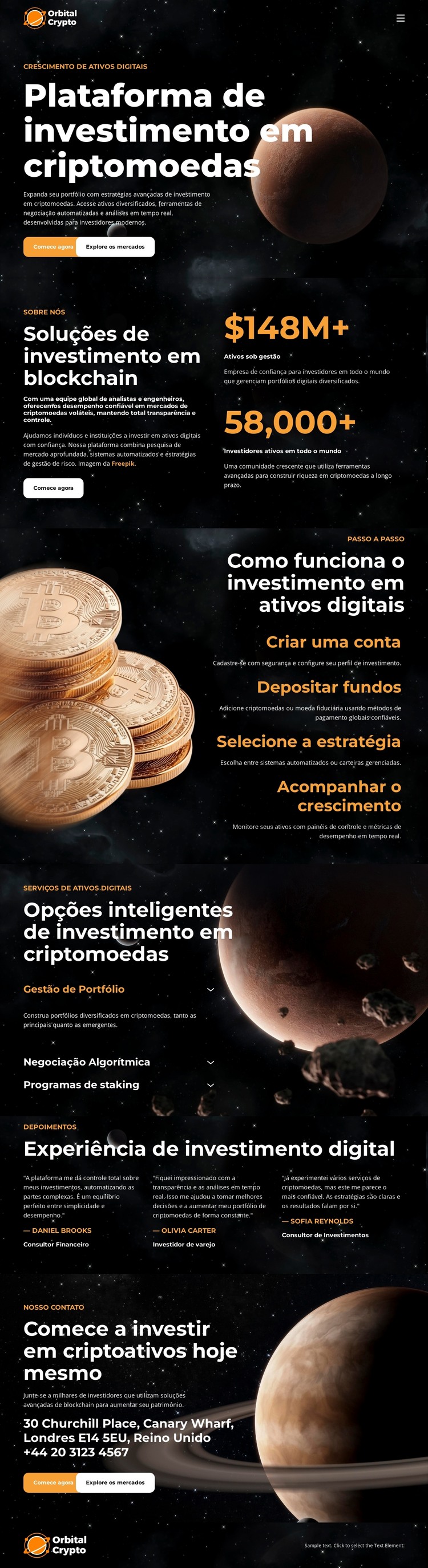 Plataforma de investimento em criptomoedas Modelo HTML