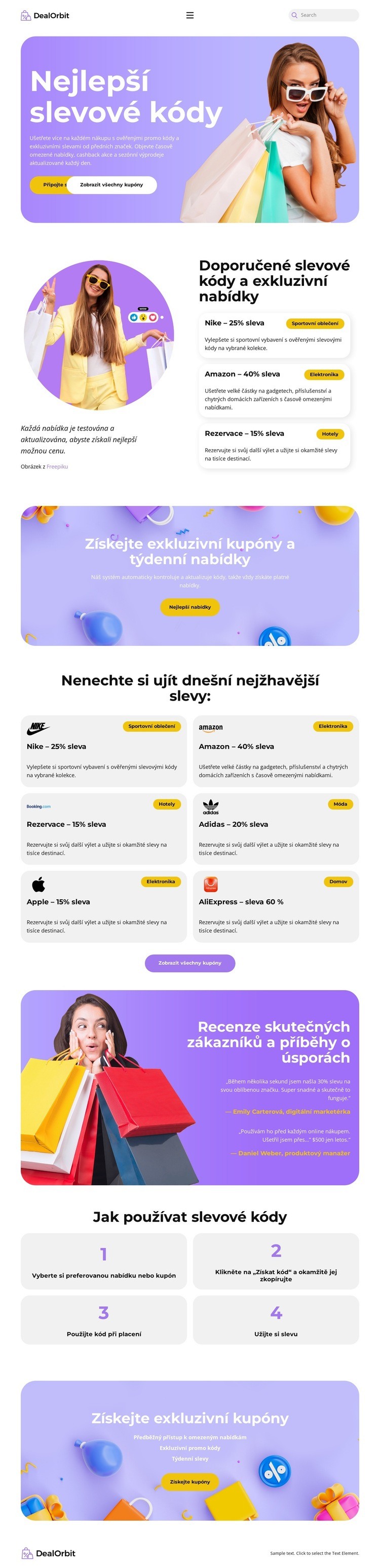 Discount Coupons Website Šablona webové stránky