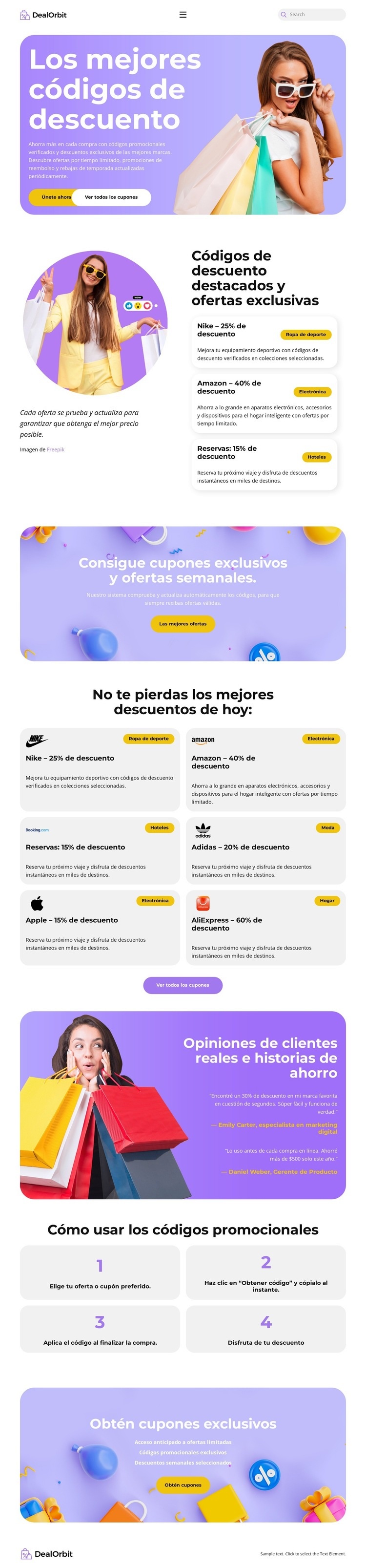 Discount Coupons Website Plantilla de una página