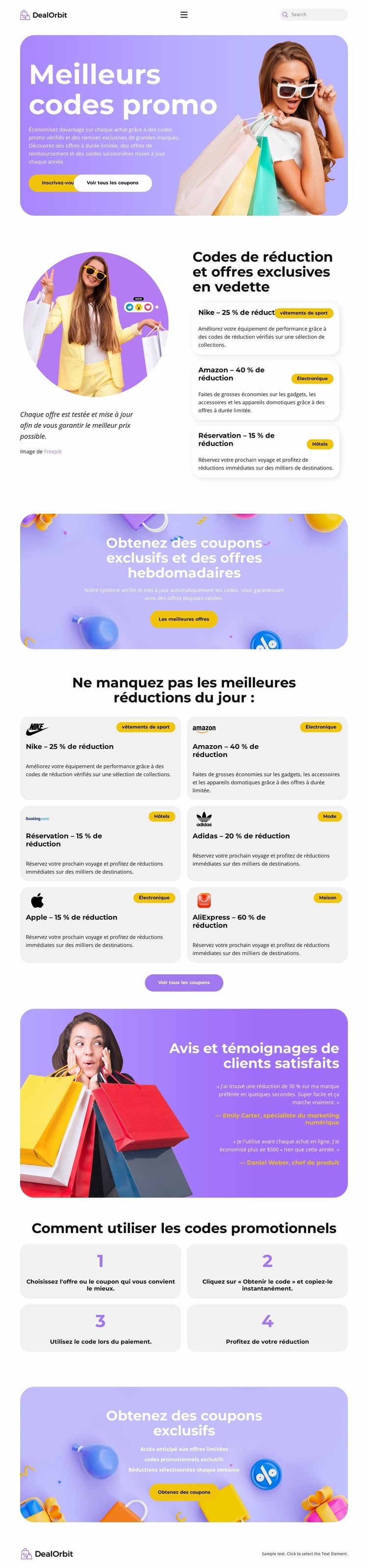 Discount Coupons Website Modèle d'une page