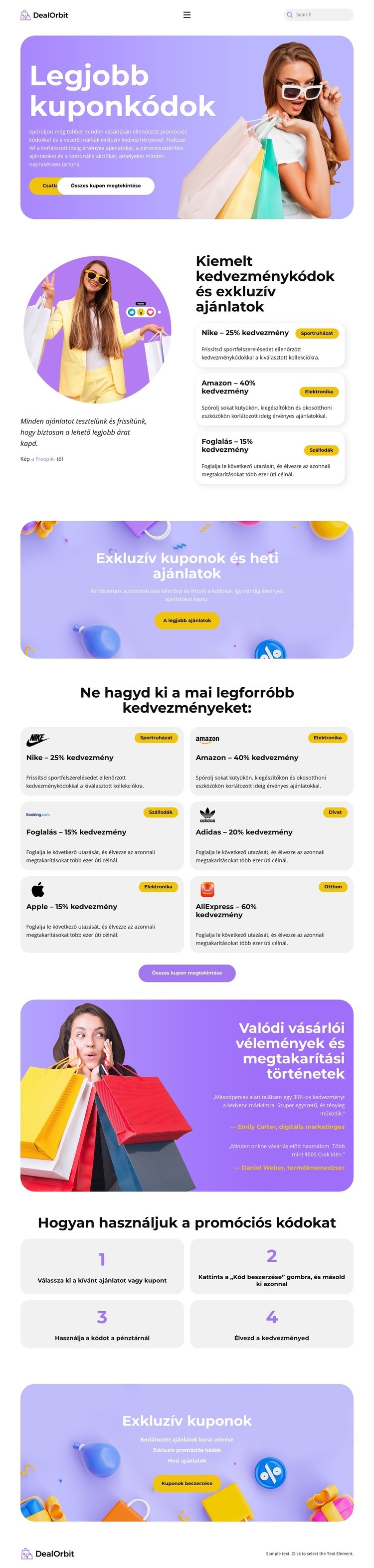 Discount Coupons Website Weboldal sablon