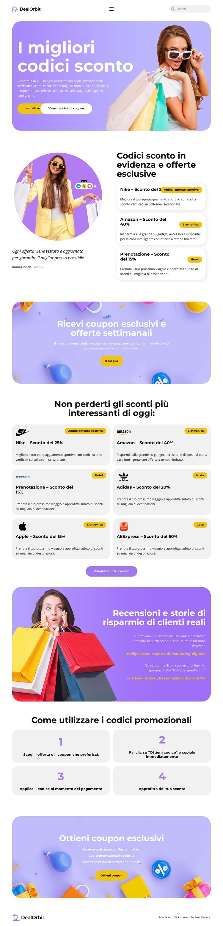Discount Coupons Website Modello HTML