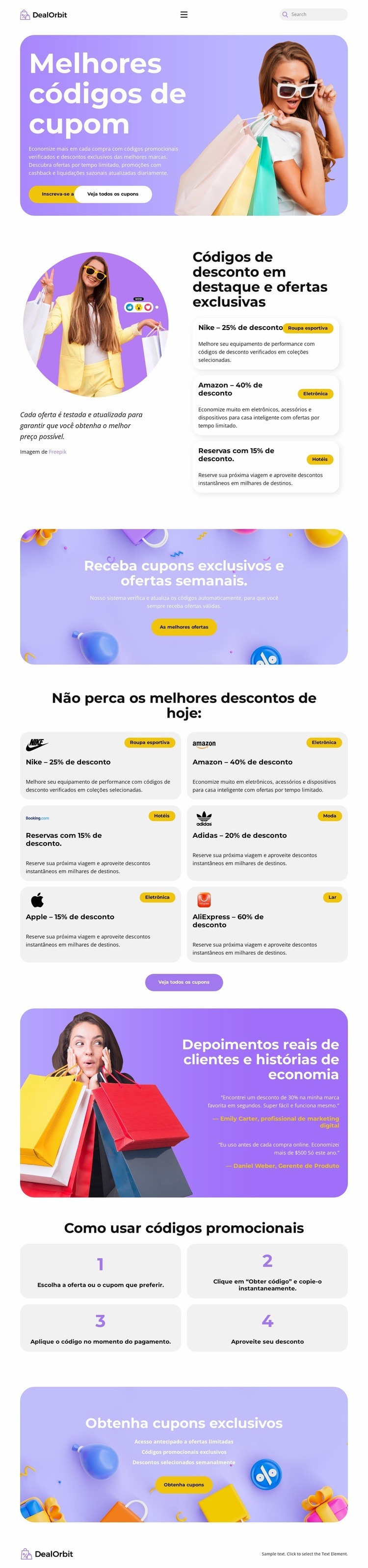 Discount Coupons Website Modelo HTML5