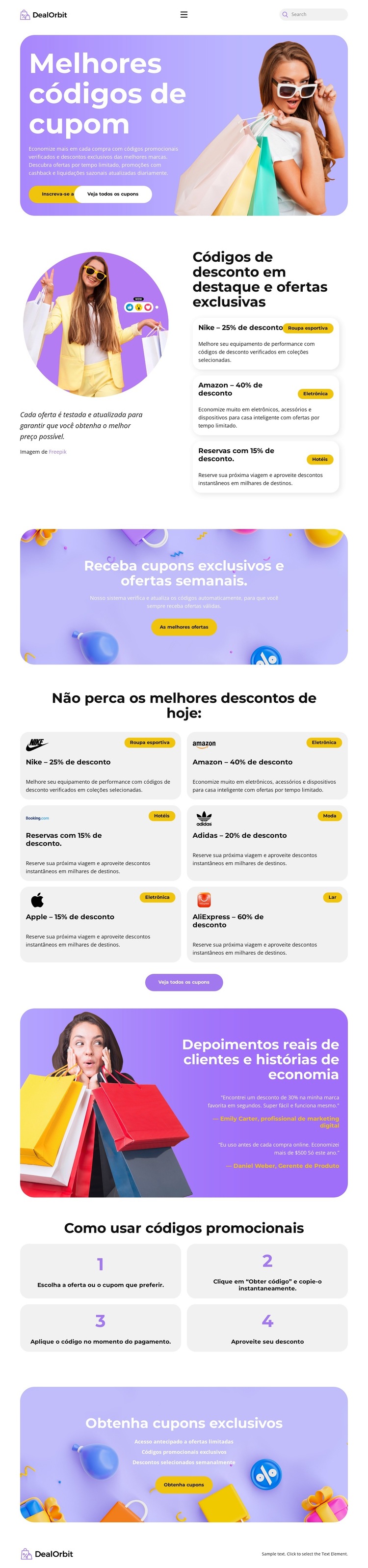 Discount Coupons Website Modelo de site
