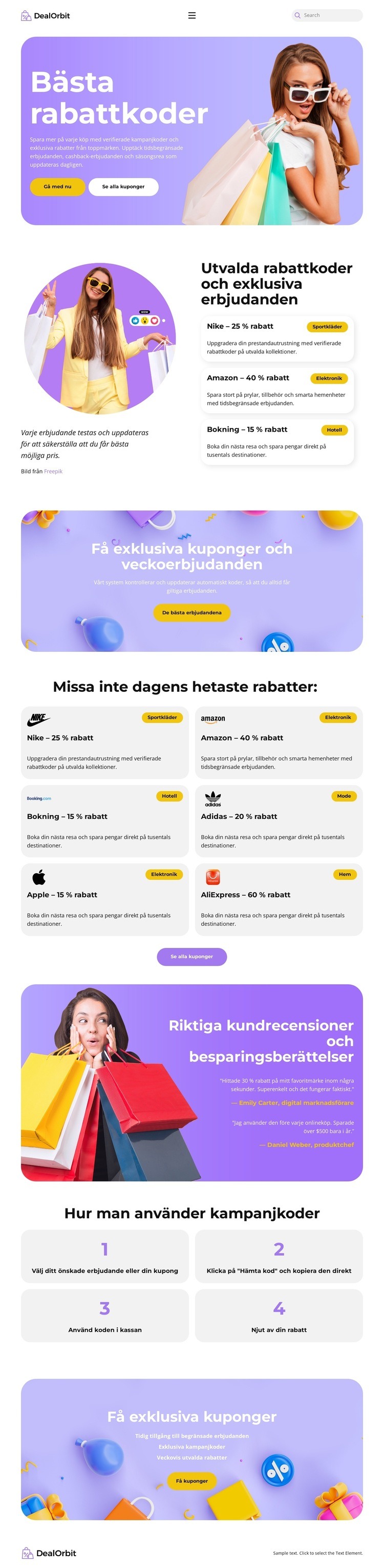 Discount Coupons Website Webbplats mall