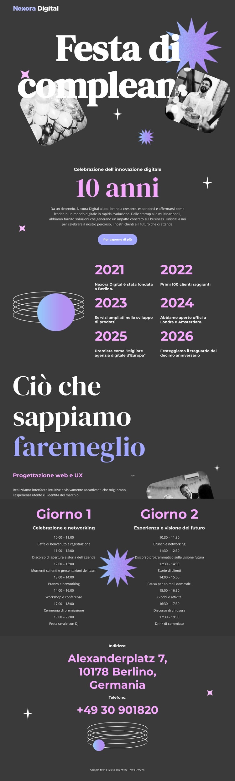 anniversario dell'agenzia digitale Modello di sito Web