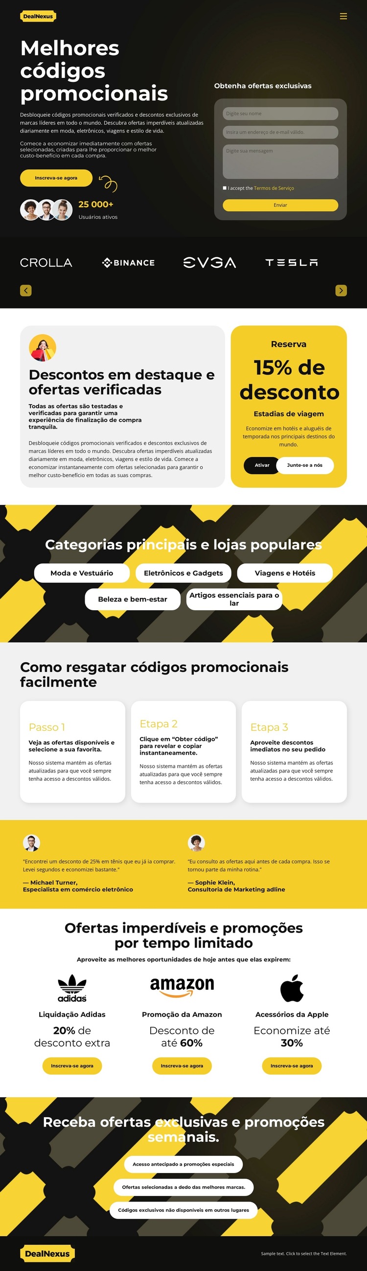 Ofertas e descontos Modelo de site