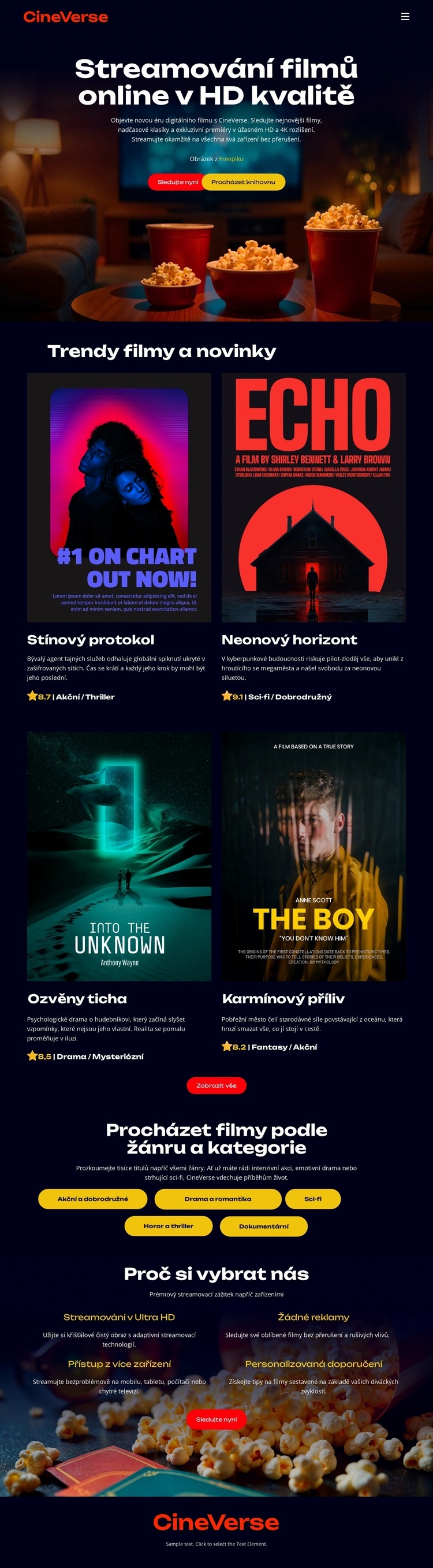 Online kino filmy Šablona webové stránky