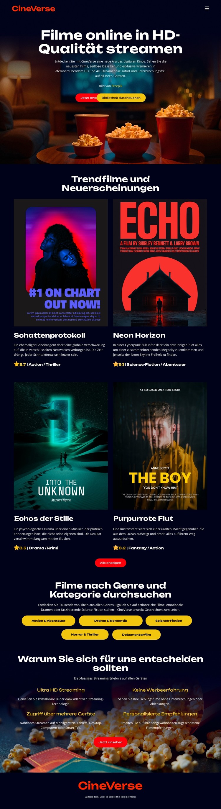 Online-Kinofilme CSS-Vorlage