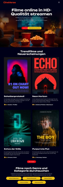 HTML-Seitendesign Für Online-Kinofilme
