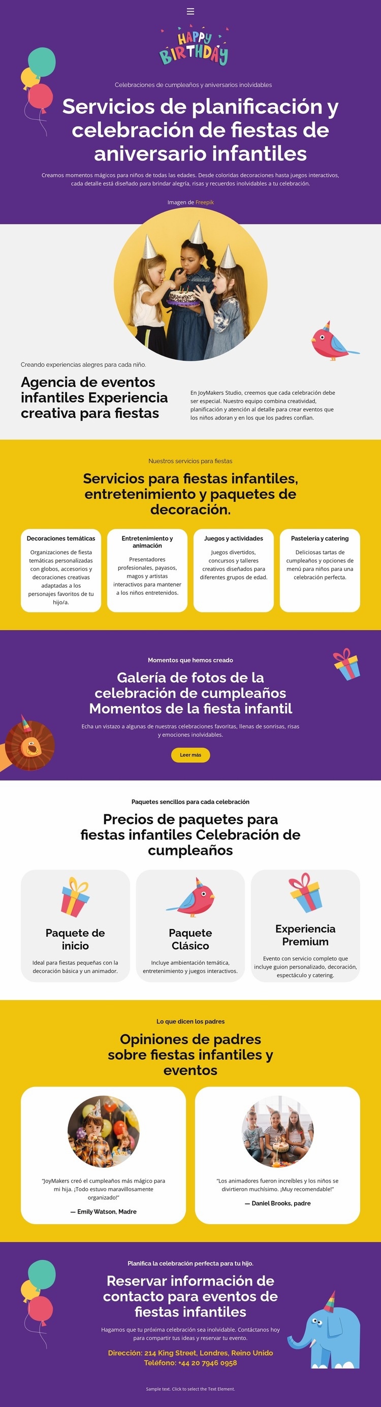 Aniversario de los niños Plantilla de una página