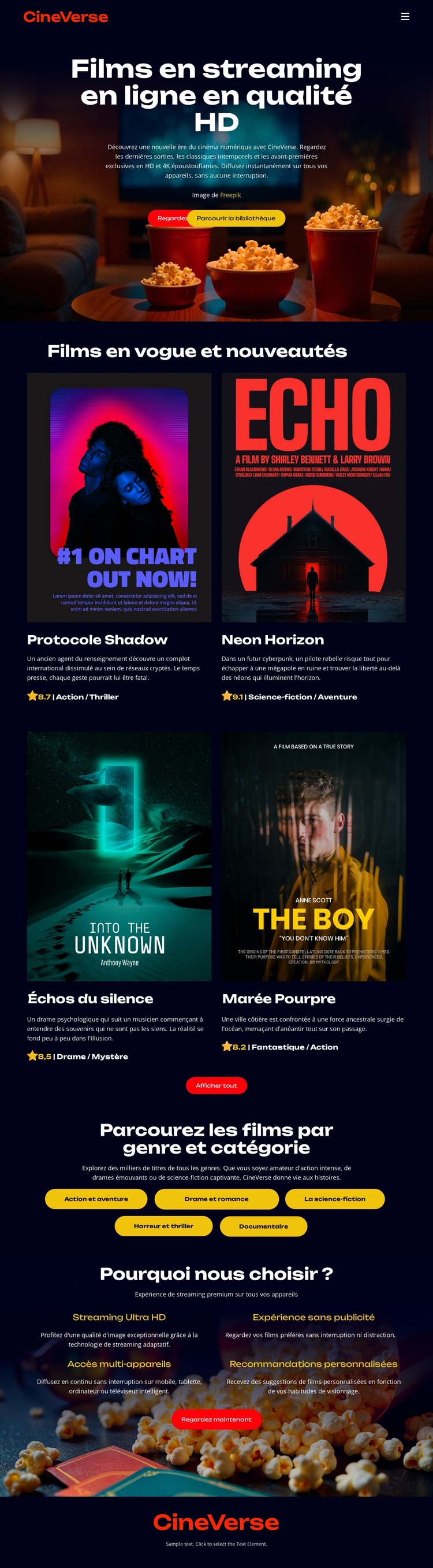 Cinéma en ligne Modèle HTML