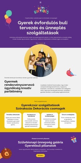 Gyerek Évforduló – Webhelytervező Sablon