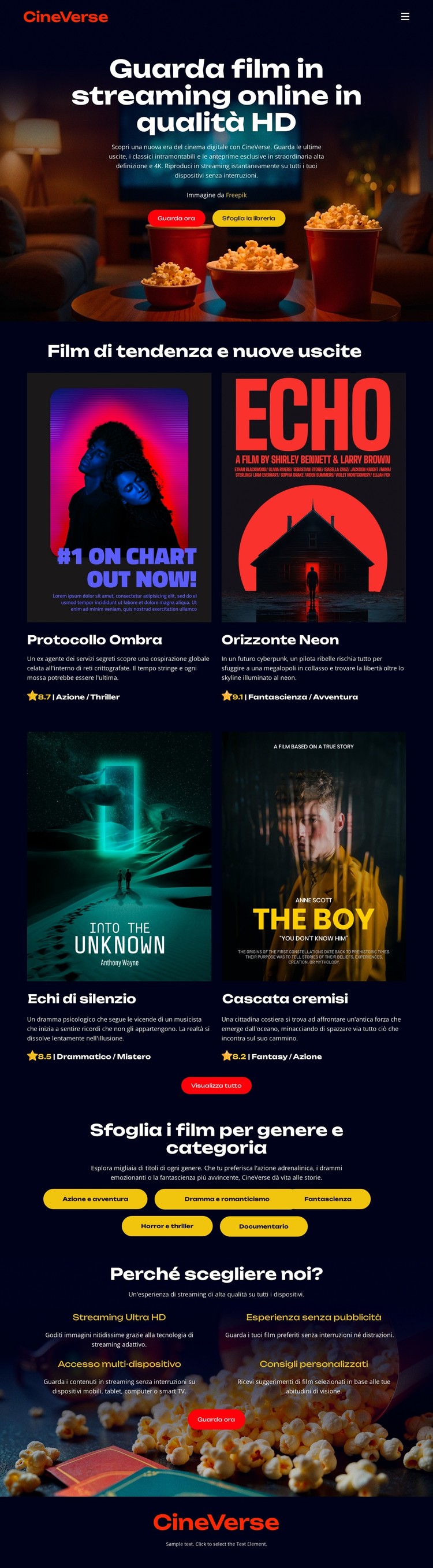 Cinema online e film Modello CSS