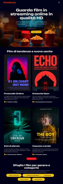 Progettazione Della Pagina HTML Per Cinema Online E Film