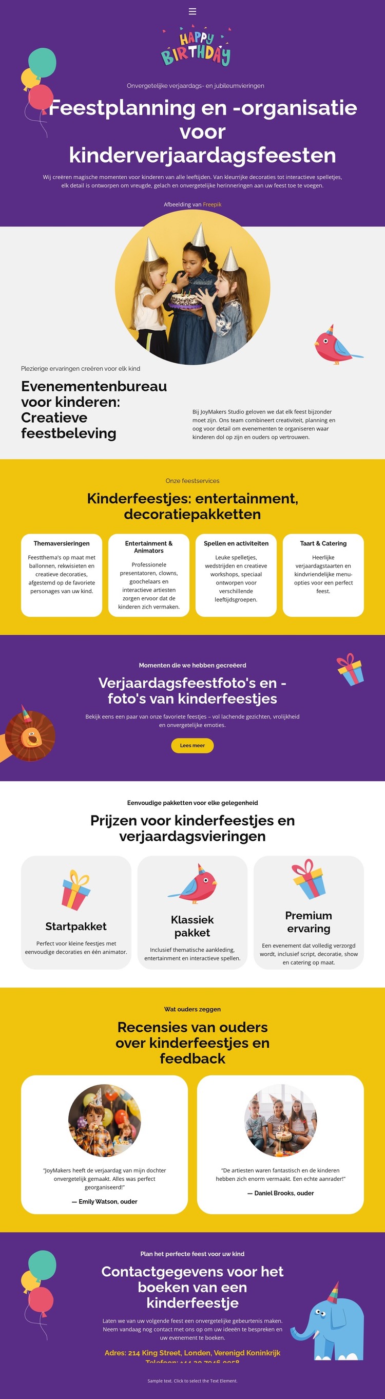 Kinderjubileum HTML-sjabloon