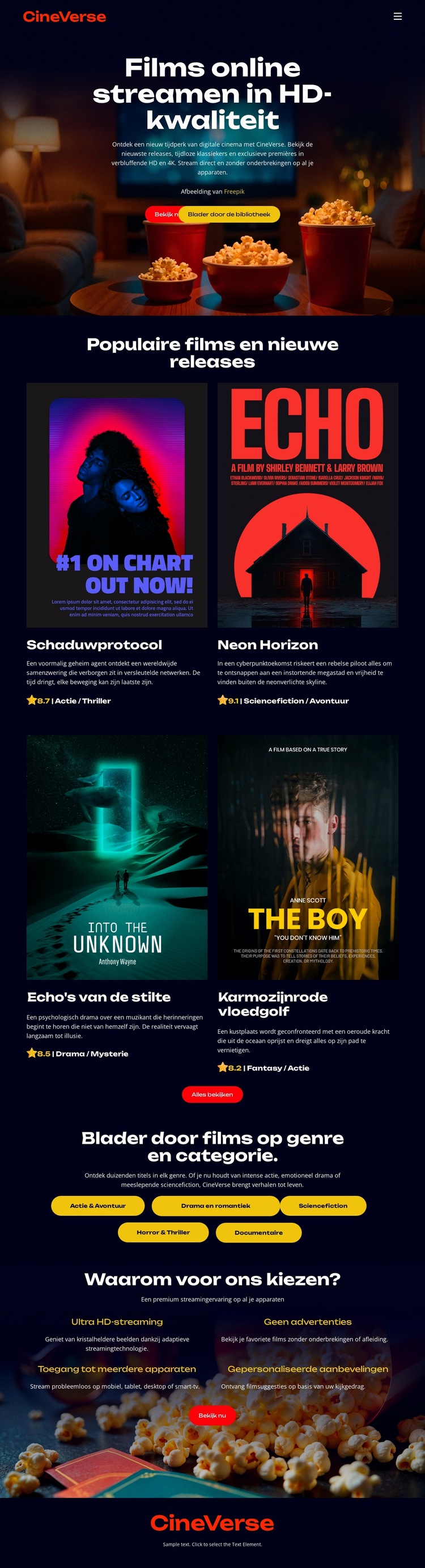 Online bioscoopfilms Website sjabloon