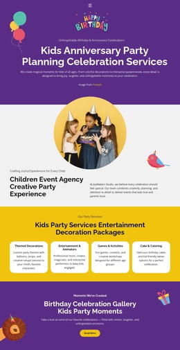 Kids Anniversary - Free One Page Website