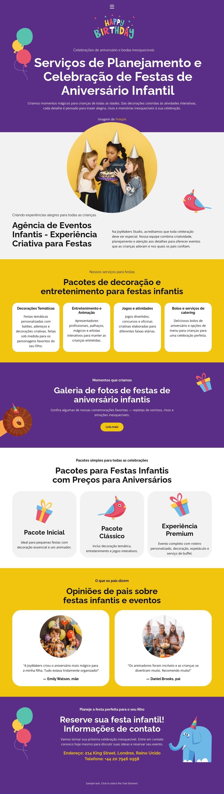 Aniversário infantil Template CSS