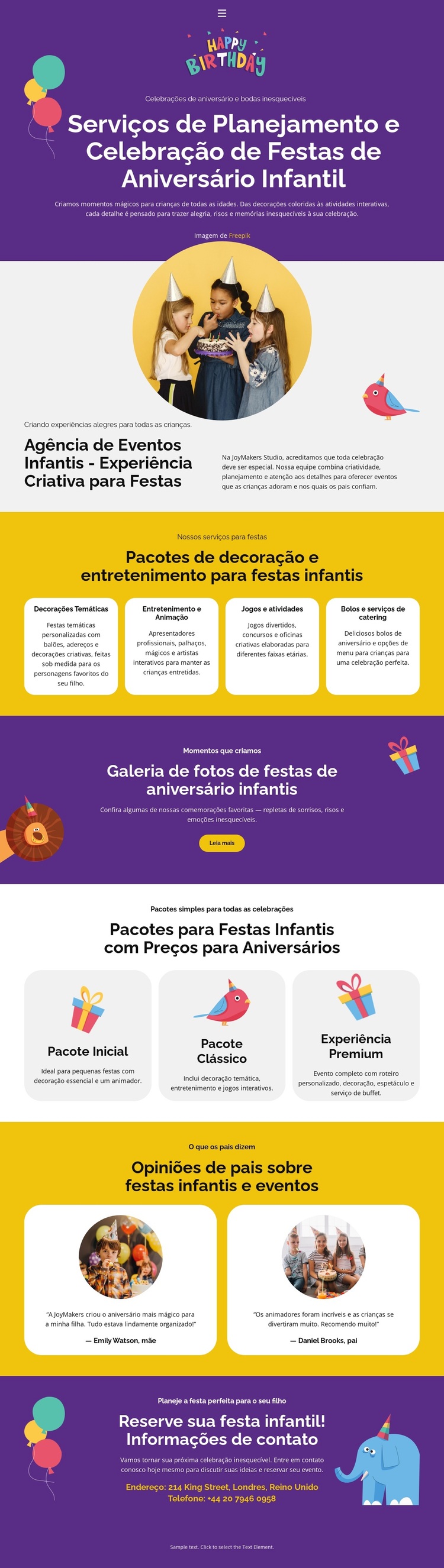 Aniversário infantil Tema WordPress