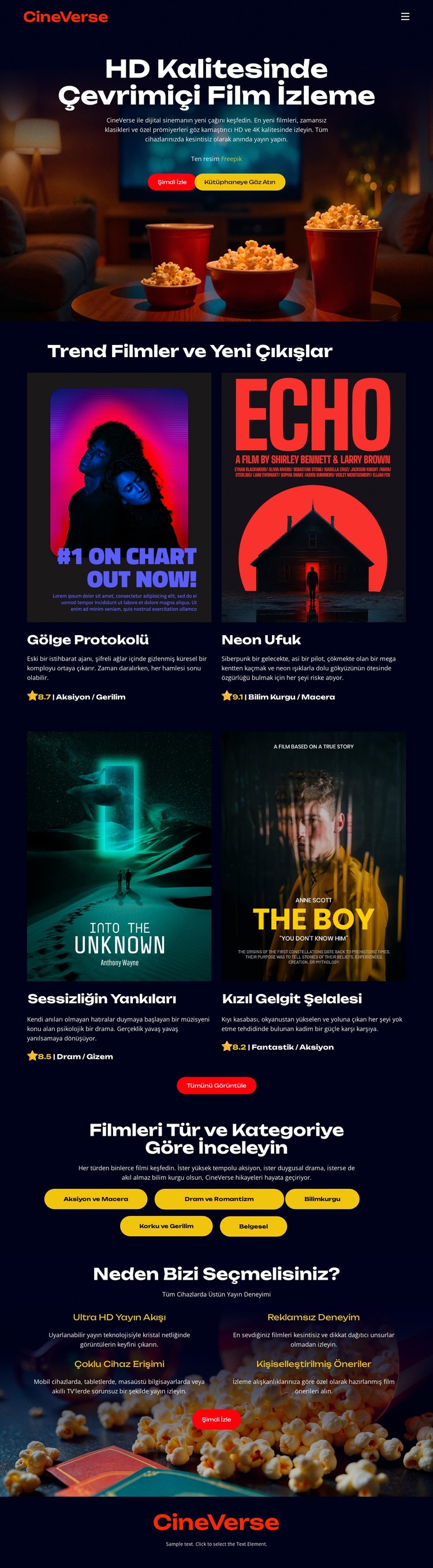 Çevrimiçi Sinema Filmleri CSS Şablonu