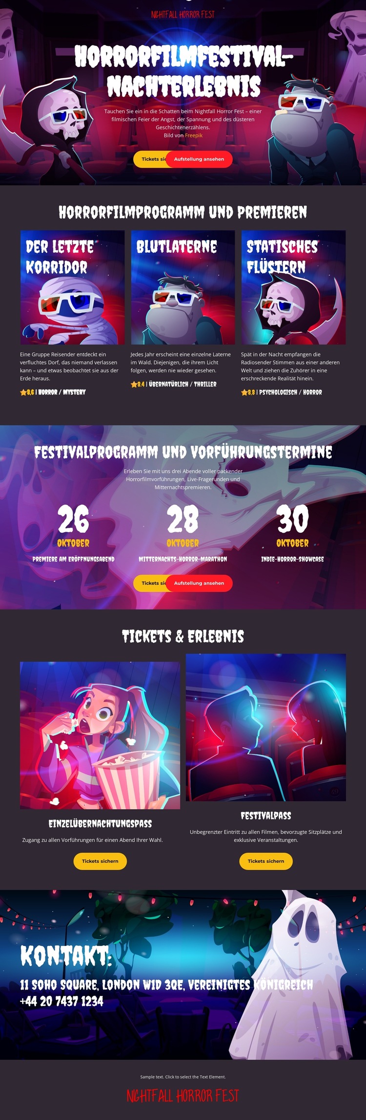 Horrorfilmfestival Website-Vorlage