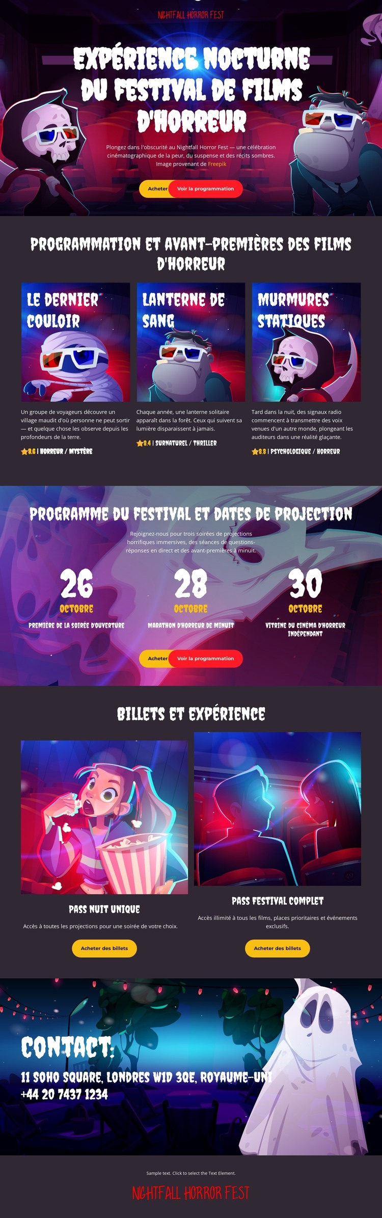 Festival du film d'horreur Modèle HTML