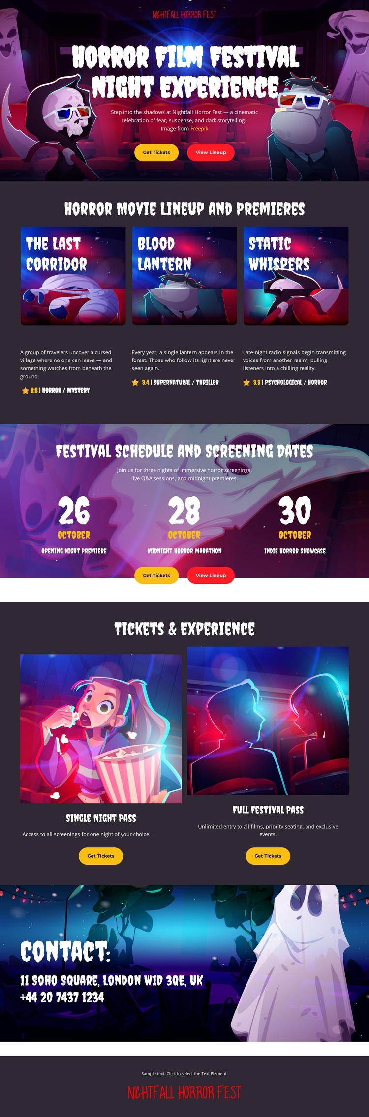 Horror Film Festival One Page Template