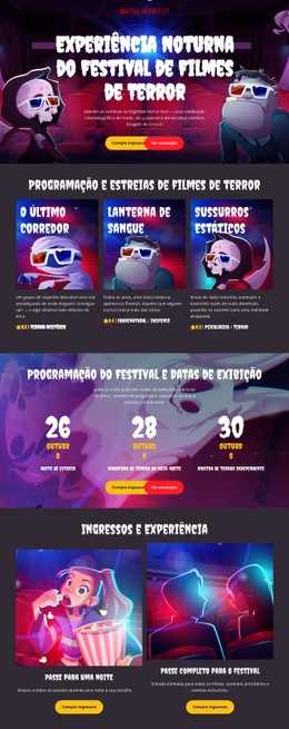 Site De Página Única Para Festival De Cinema De Terror