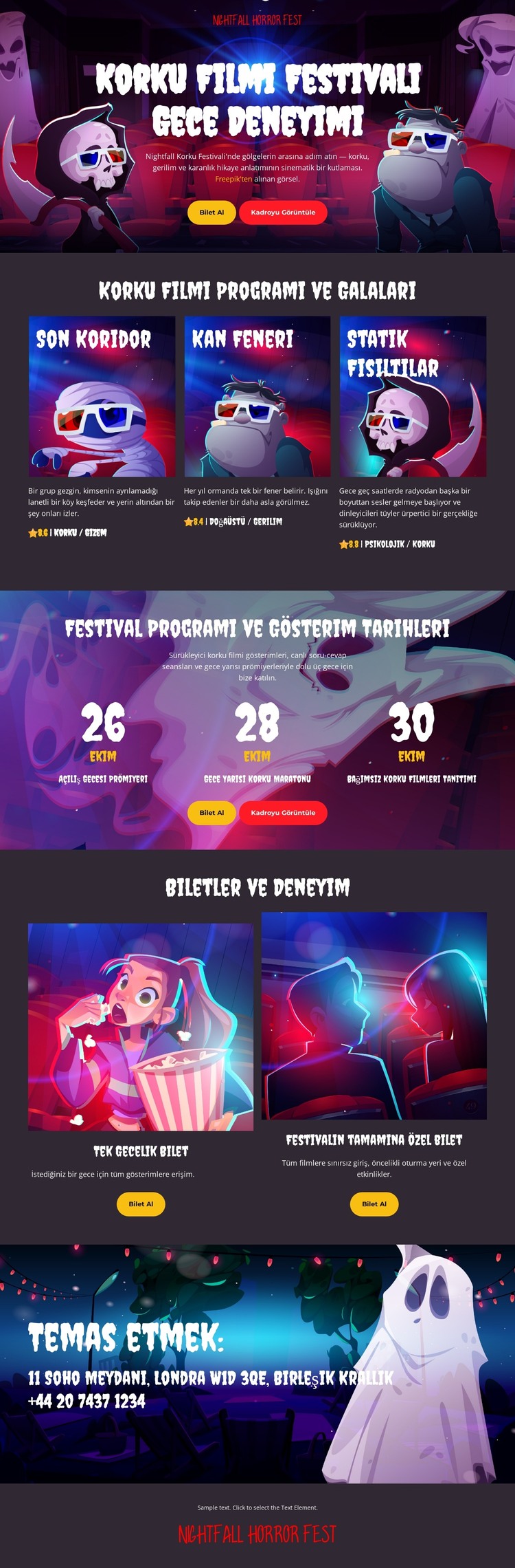 Korku Filmi Festivali HTML Şablonu