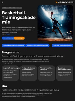 Basketball-Trainingsschule - Zielseitenvorlage