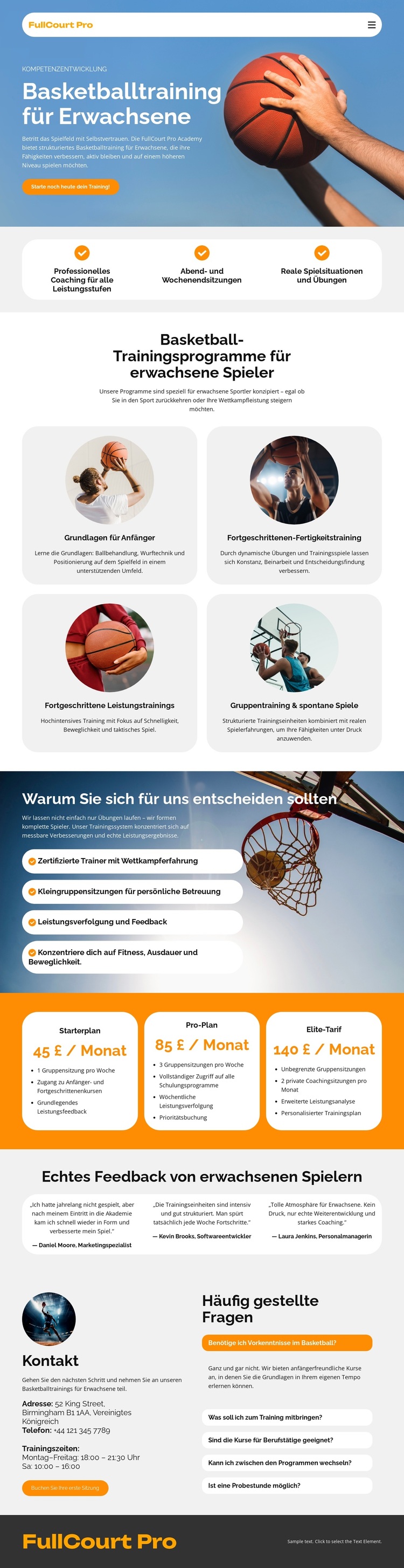 Basketballtraining für Erwachsene WordPress-Theme