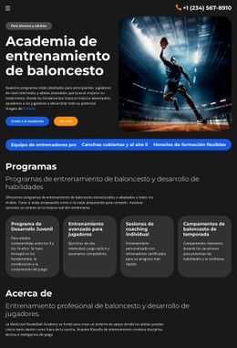 Maqueta De Sitio Web Multipropósito Para Escuela De Entrenamiento De Baloncesto