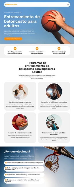 Entrenamiento De Baloncesto Para Adultos Plantilla CSS Gratuita