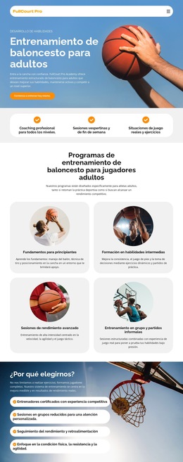 Entrenamiento De Baloncesto Para Adultos - Descarga Gratuita De Plantilla De Sitio Web