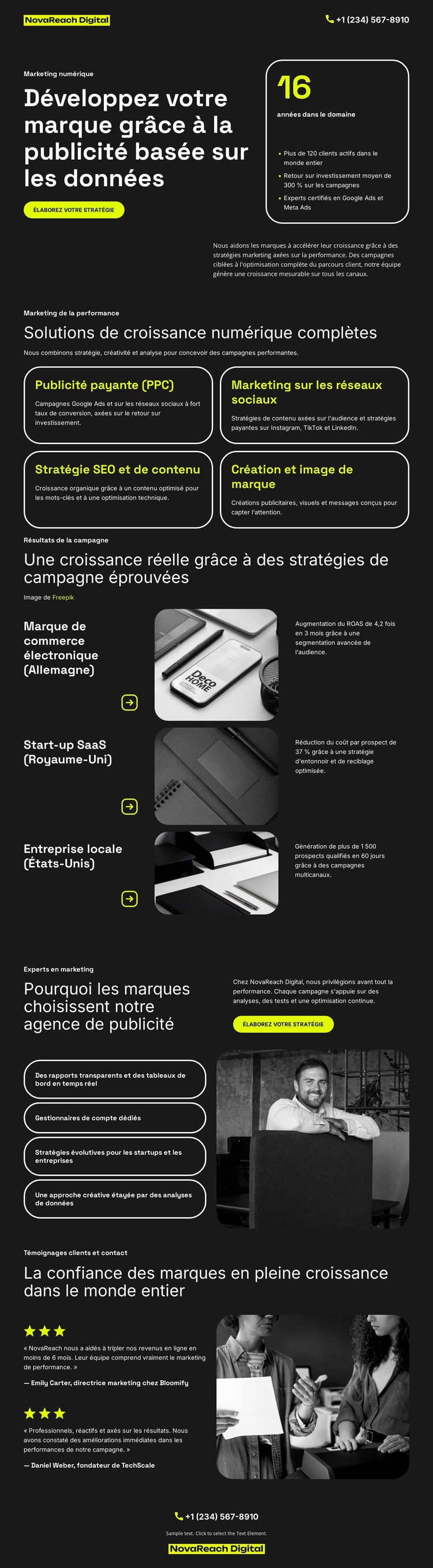 Agence de publicité numérique Modèle de site Web