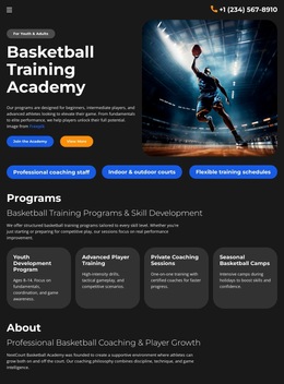 Basketball Training School - HTML5 Blank Template