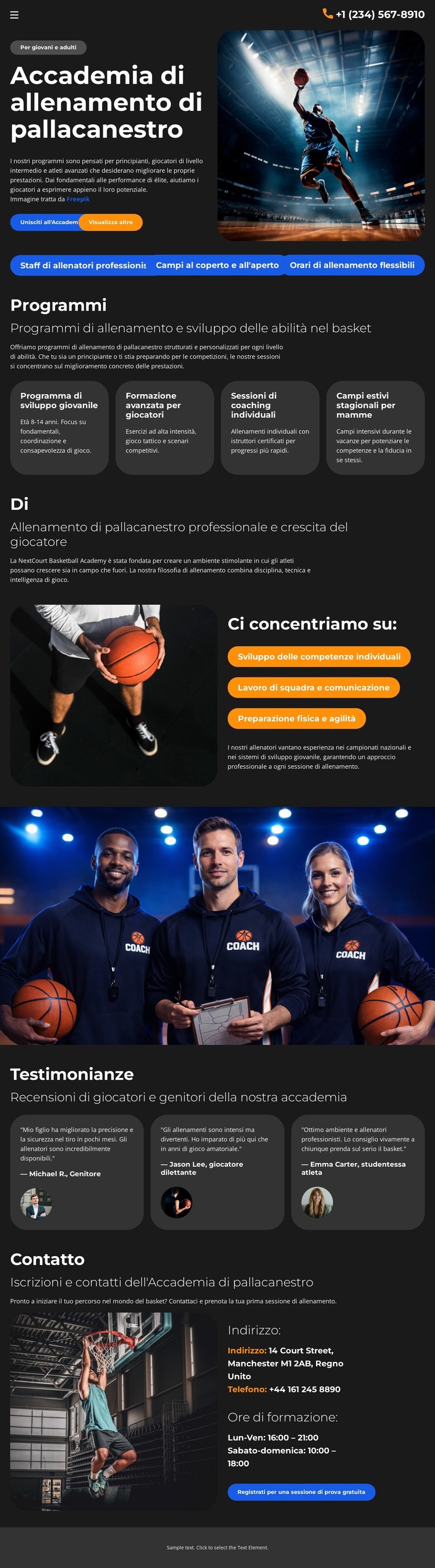 Scuola di allenamento di pallacanestro Modello CSS