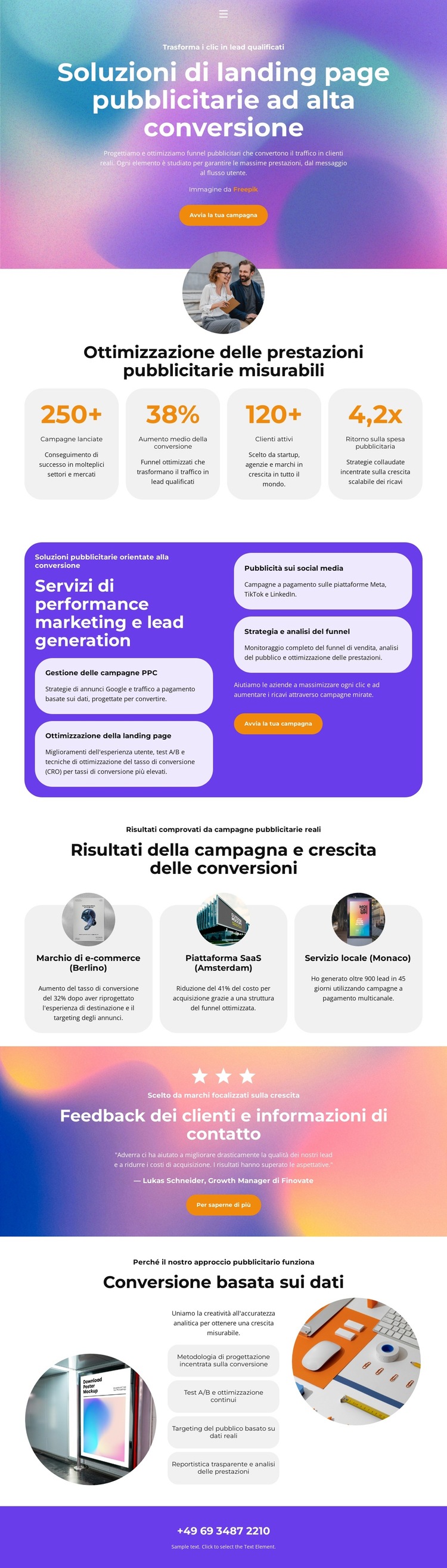 Landing del funnel di marketing Modello di sito Web