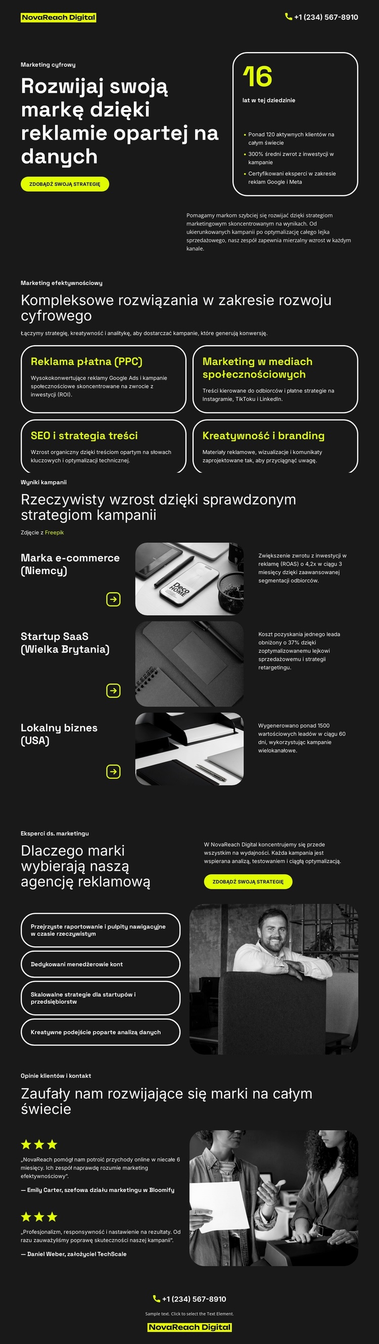 Agencja reklamy cyfrowej Szablon witryny sieci Web