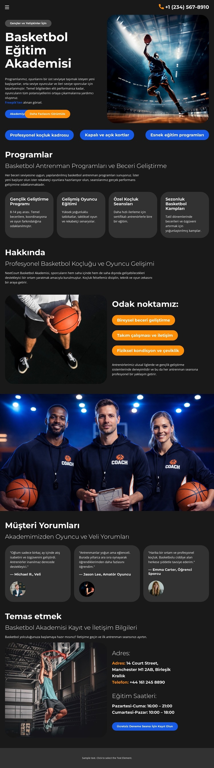 Basketbol Eğitim Okulu HTML Şablonu