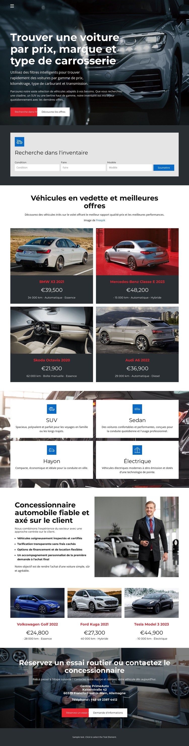 Annonces de concessionnaires automobiles Modèle CSS