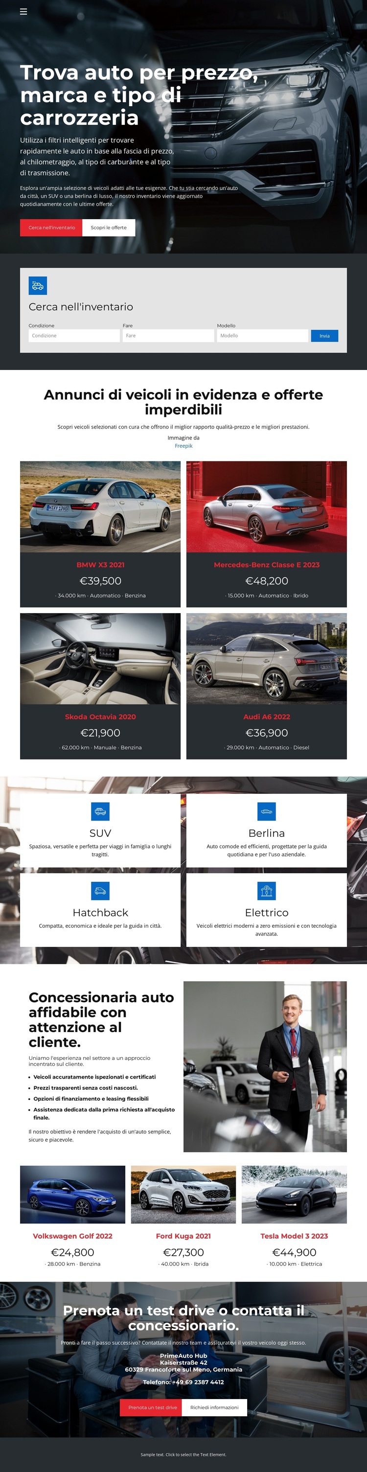 Elenco dei concessionari auto Tema WordPress