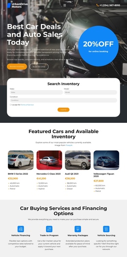 Car Dealership Inventory - Simple One Page Template
