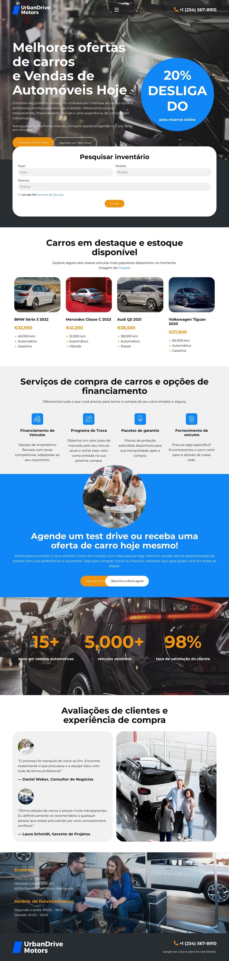 Inventário de Concessionárias de Veículos Modelo de site