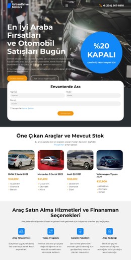 Otomobil Bayisi Stokları CSS Web Sitesi Şablonu