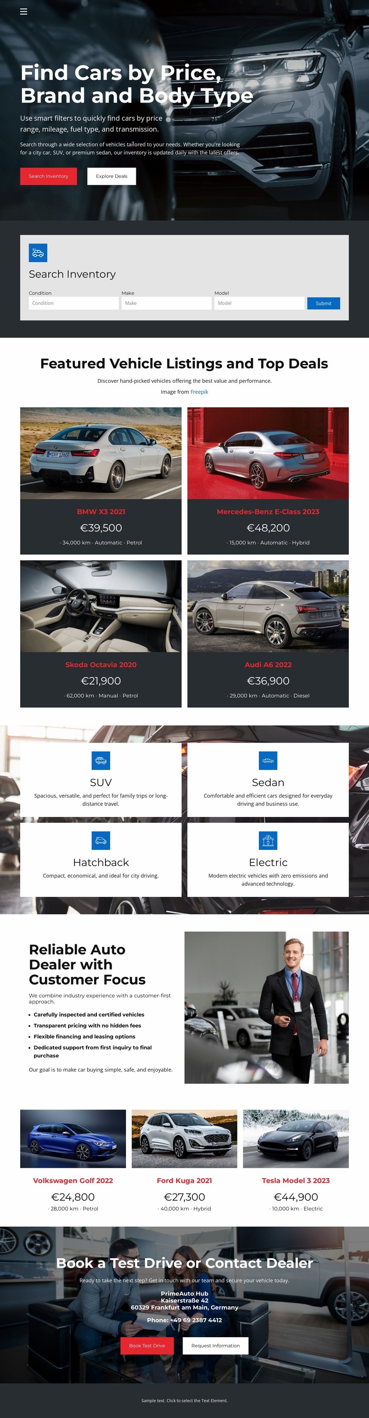 Auto Dealer Listings Website Mockup