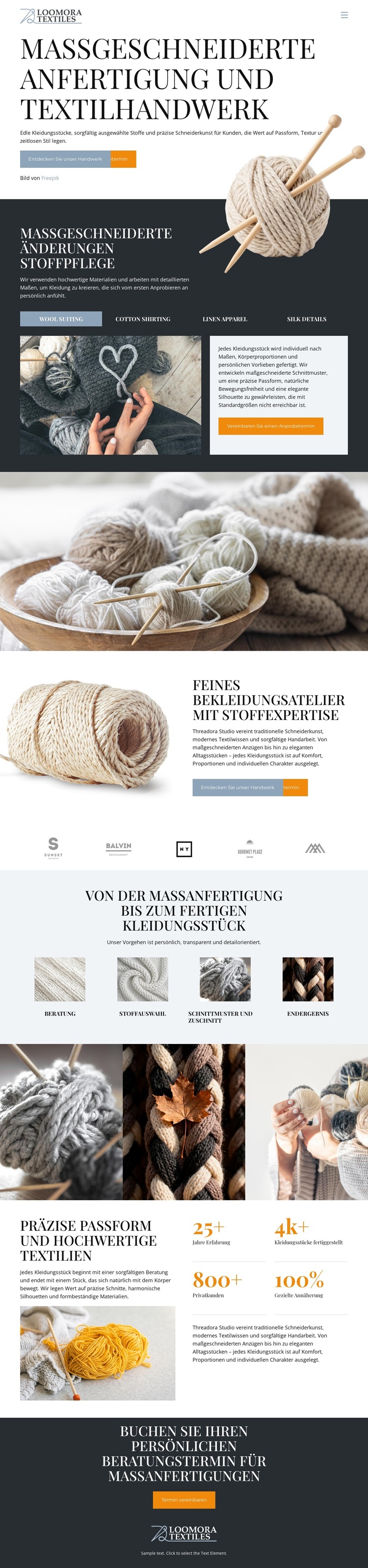 Maßgefertigte Textilkunst WordPress-Theme